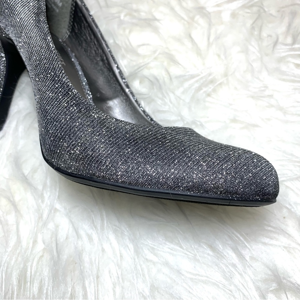 Sparkling Pewter Silver Glitter Pumps Metallic High Heel Party Shoes Formal NIB - Picture 3 of 10